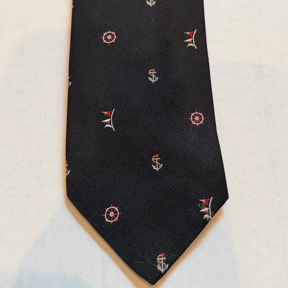 Wembley Black Tie with Red and White Nautical Motifs